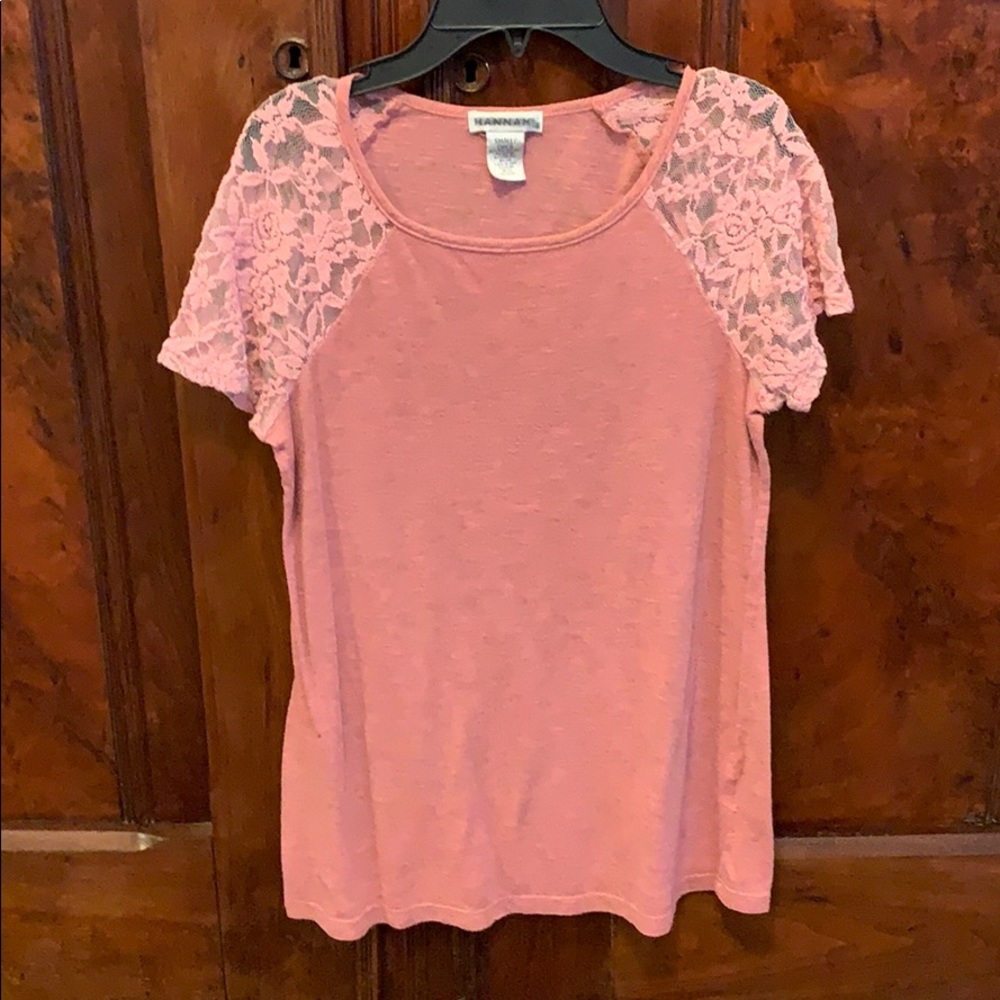 Pink laced shoulders 50% polyester